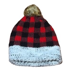 Cozy Red and Black Plaid Beanie